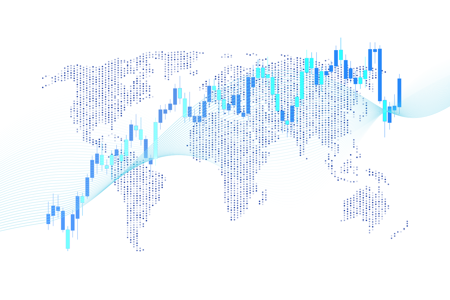 Abstract market chart across a world map